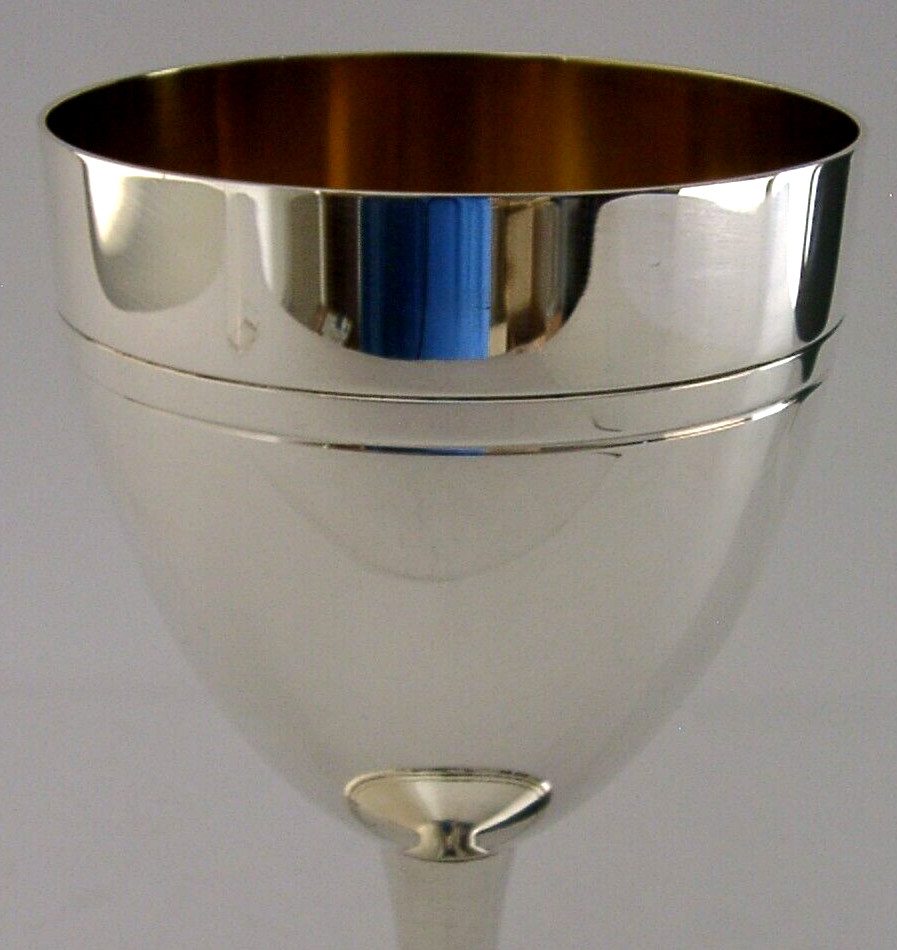 BEAUTIFUL LARGE SOLID STERLING SILVER CHALICE GOBLET 2000 152g BARWARE 240ml