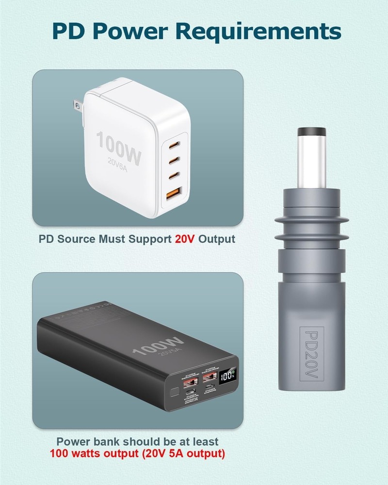 Effortless 2PCS USB C to DC Adapter for Starlink Mini - 20V Power Solution