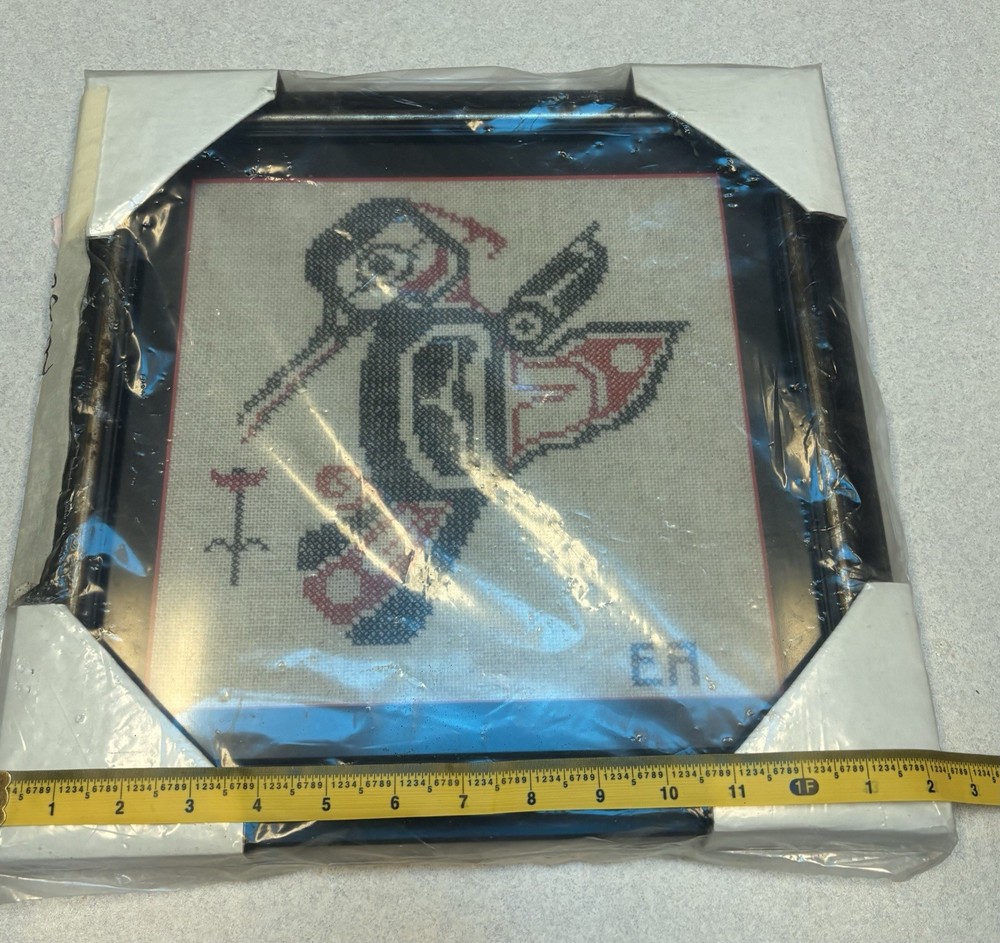 Vintage Framed Hummingbird Needlepoint Art - EB