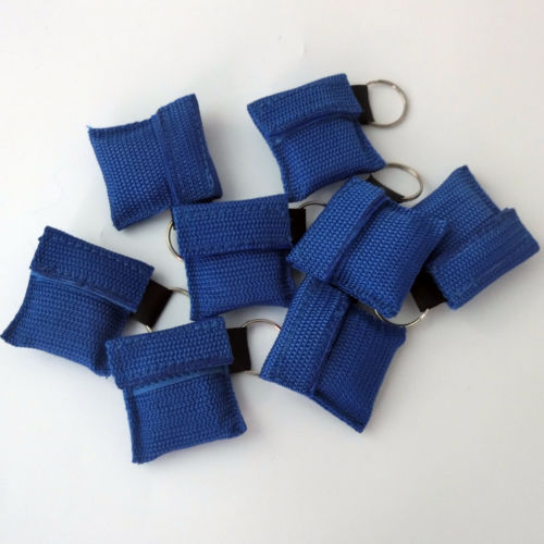 100pcs First Aid CPR Mask CPR Face Shield Emergency Training Blue One Way valve