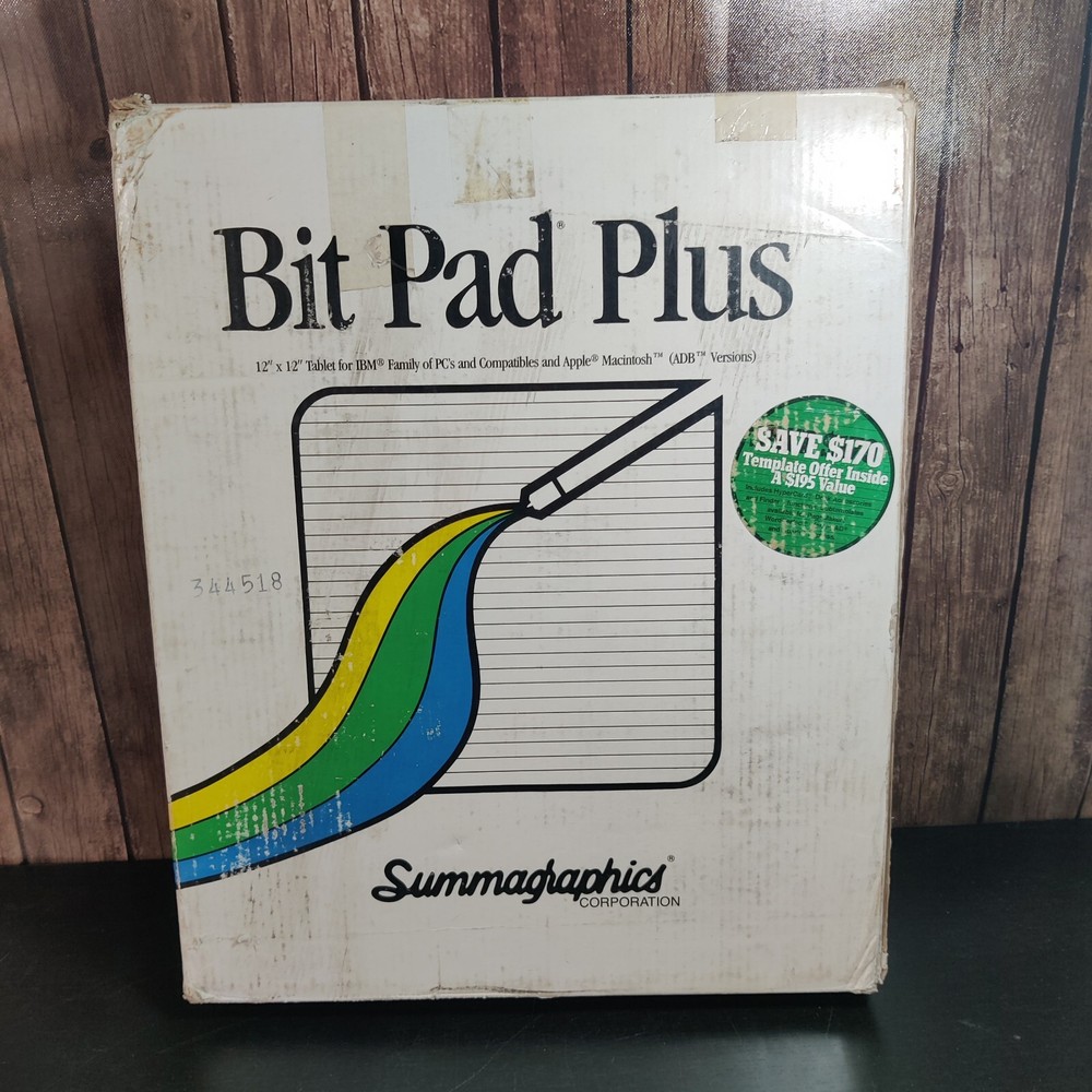 Vintage Summagraphics Bit Pad Plus Digitizer Graphics Tablet - Mac - Pen AS IS
