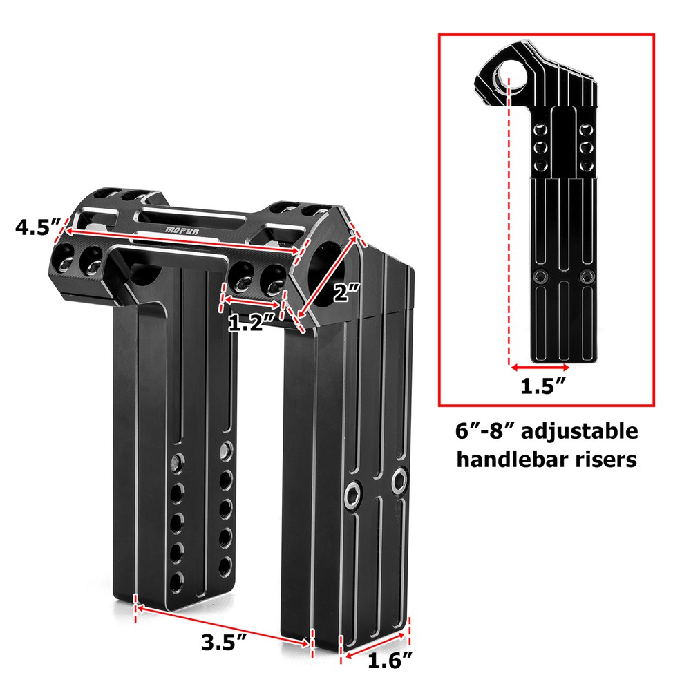 6"-8" Adjustable Pullback Handlebar Riser Clamp For Harley Softail Fat Boy Slim