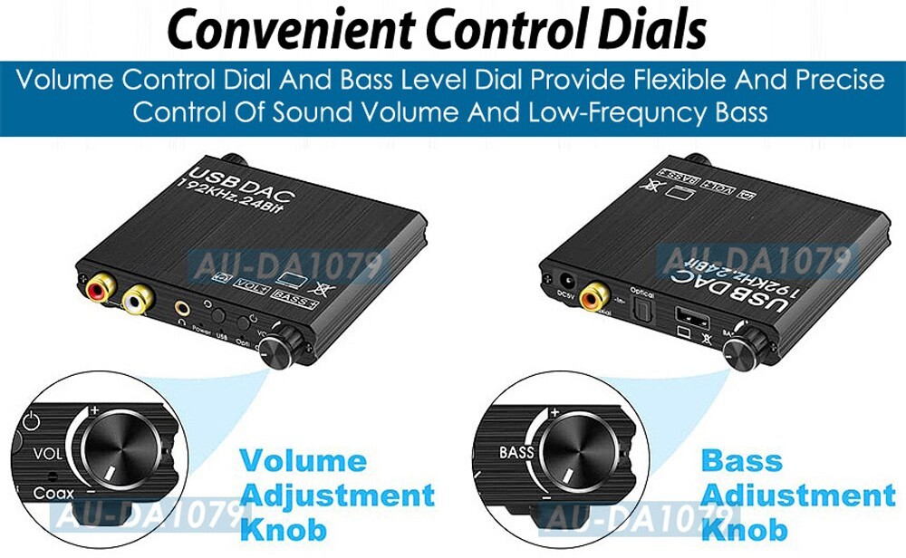 2-in-1 DAC Digital Audio decoder USB Sound Card Plug-n-Play 192kHz High Sampling