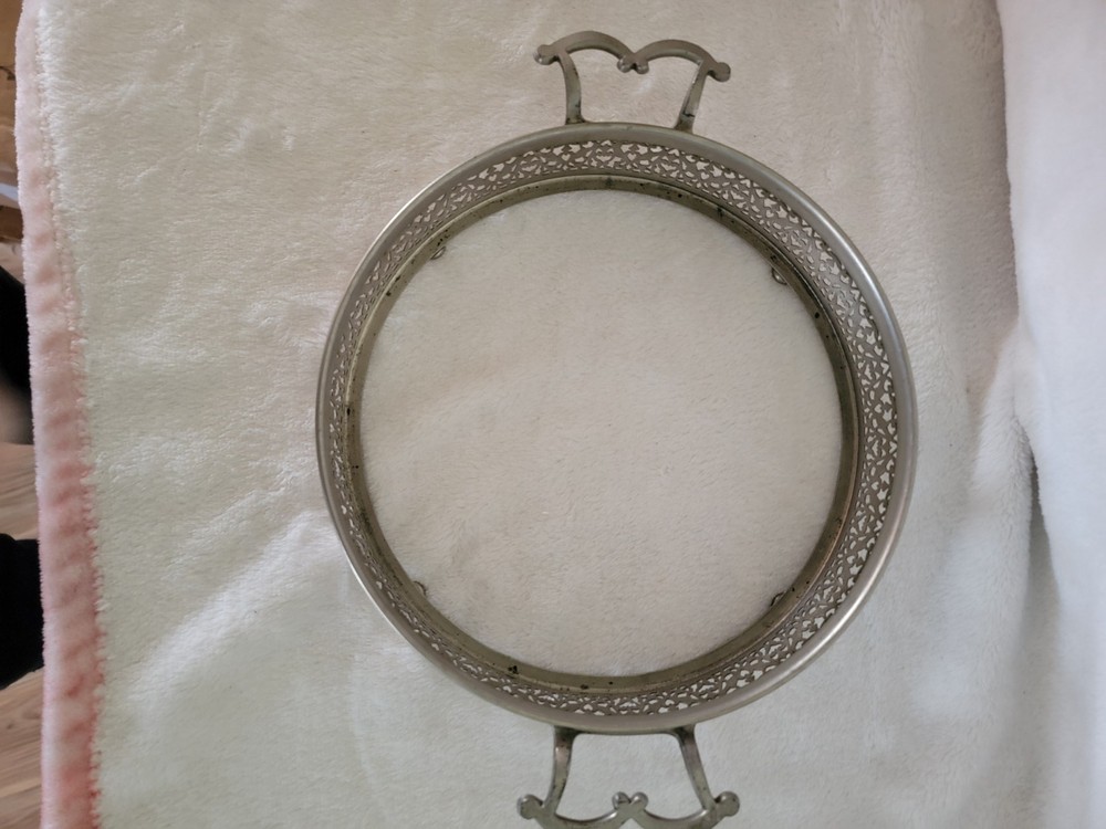 Vintage Royal Rochester Silverplate Serving Cradle w handles & Pyrex Mid-century