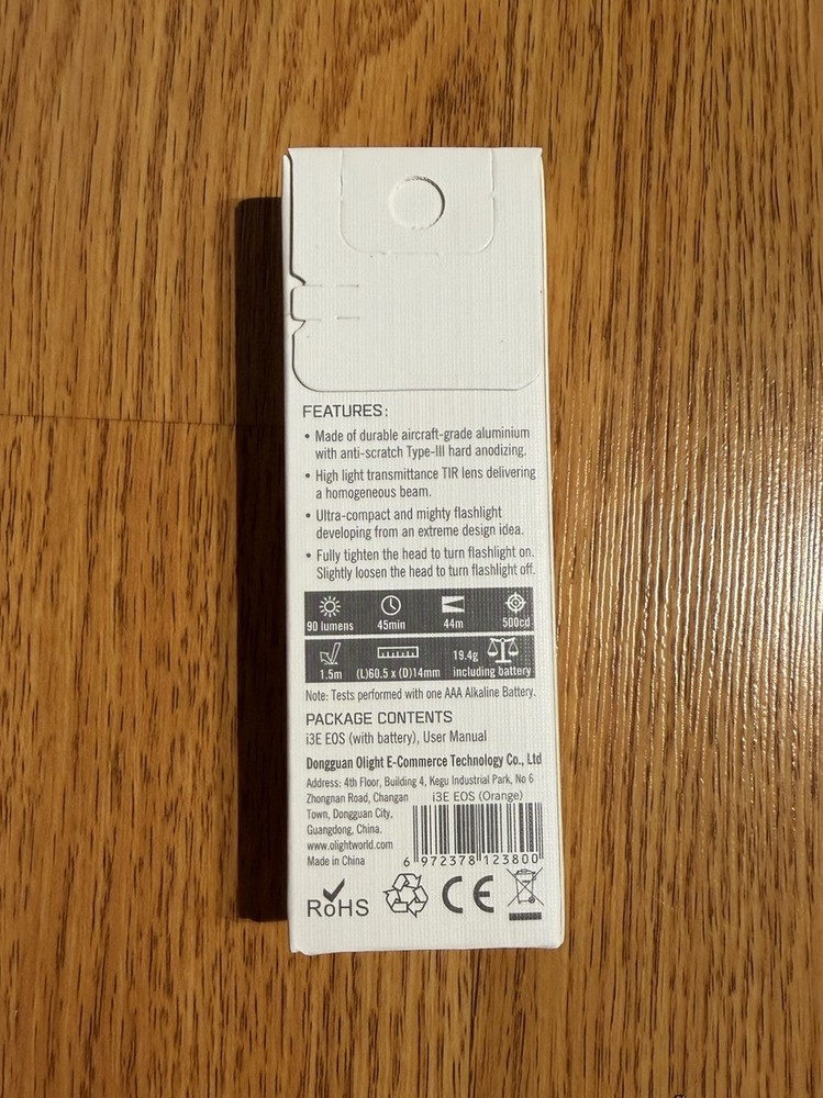 OLIGHT i3E EOS 90 Lumen Keychain LED Flashlight Orange Eagle Engraving