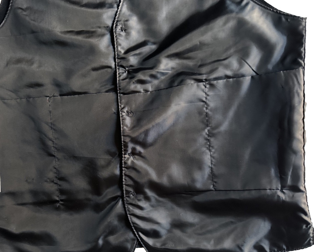 Black Comfort Poly Vest Size XL 5-Button Full Back Inside Pockets Poly Lined