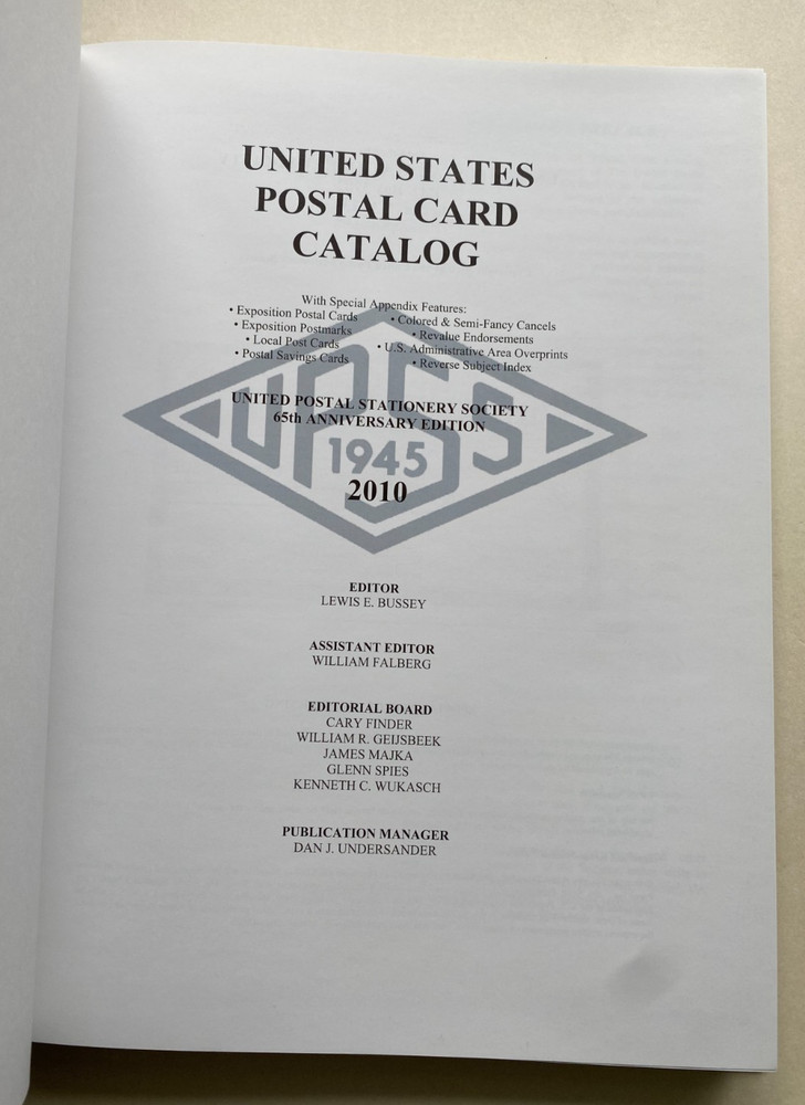 UPSS 2010 United States Postal Card Catalog