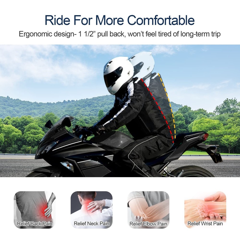 Motorcycle Handlebar Riser for Harley, One-Piece Pullback Black 4 inch