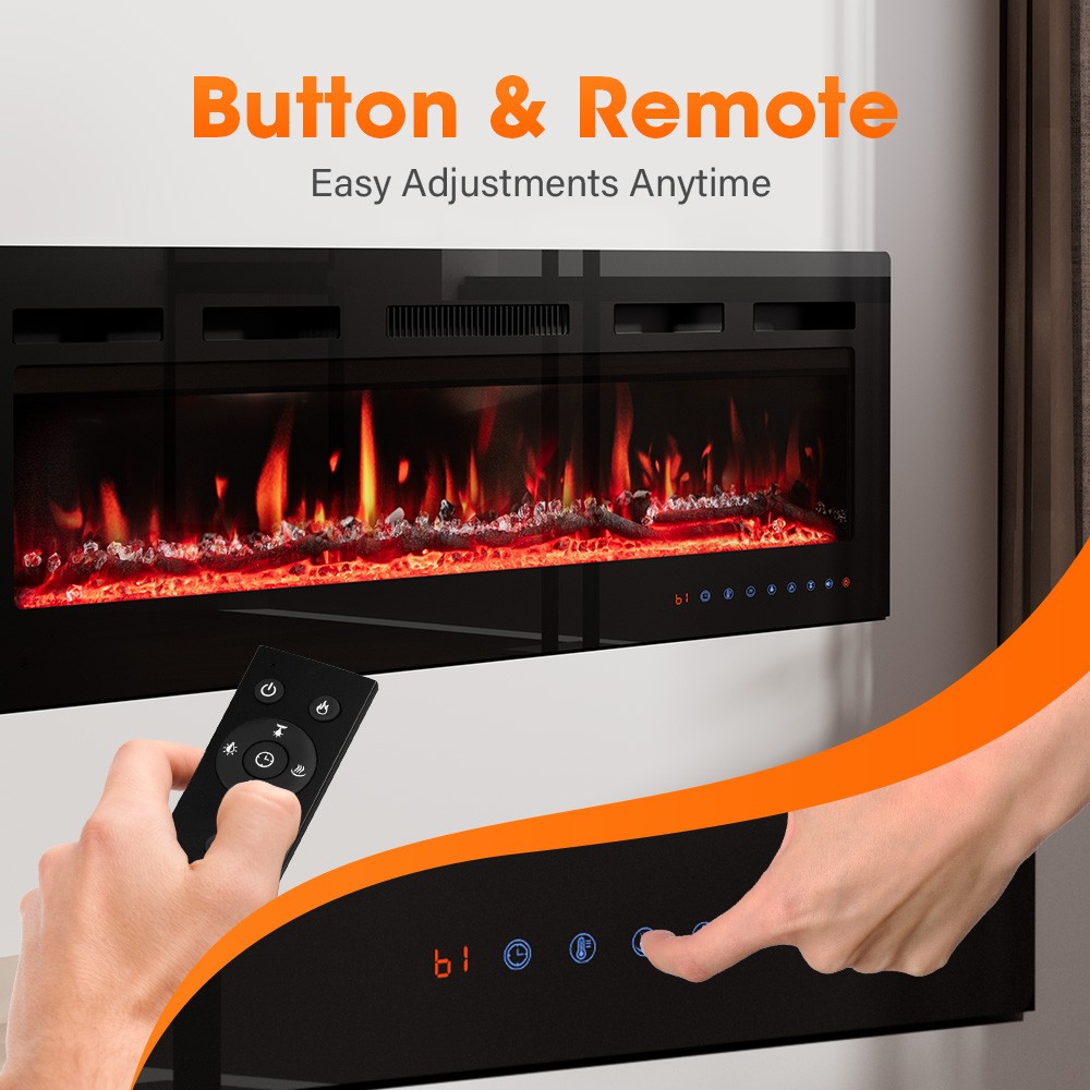 40/50/60" Electric Fireplace Recessed insert or Wall Mounted Standing Heater