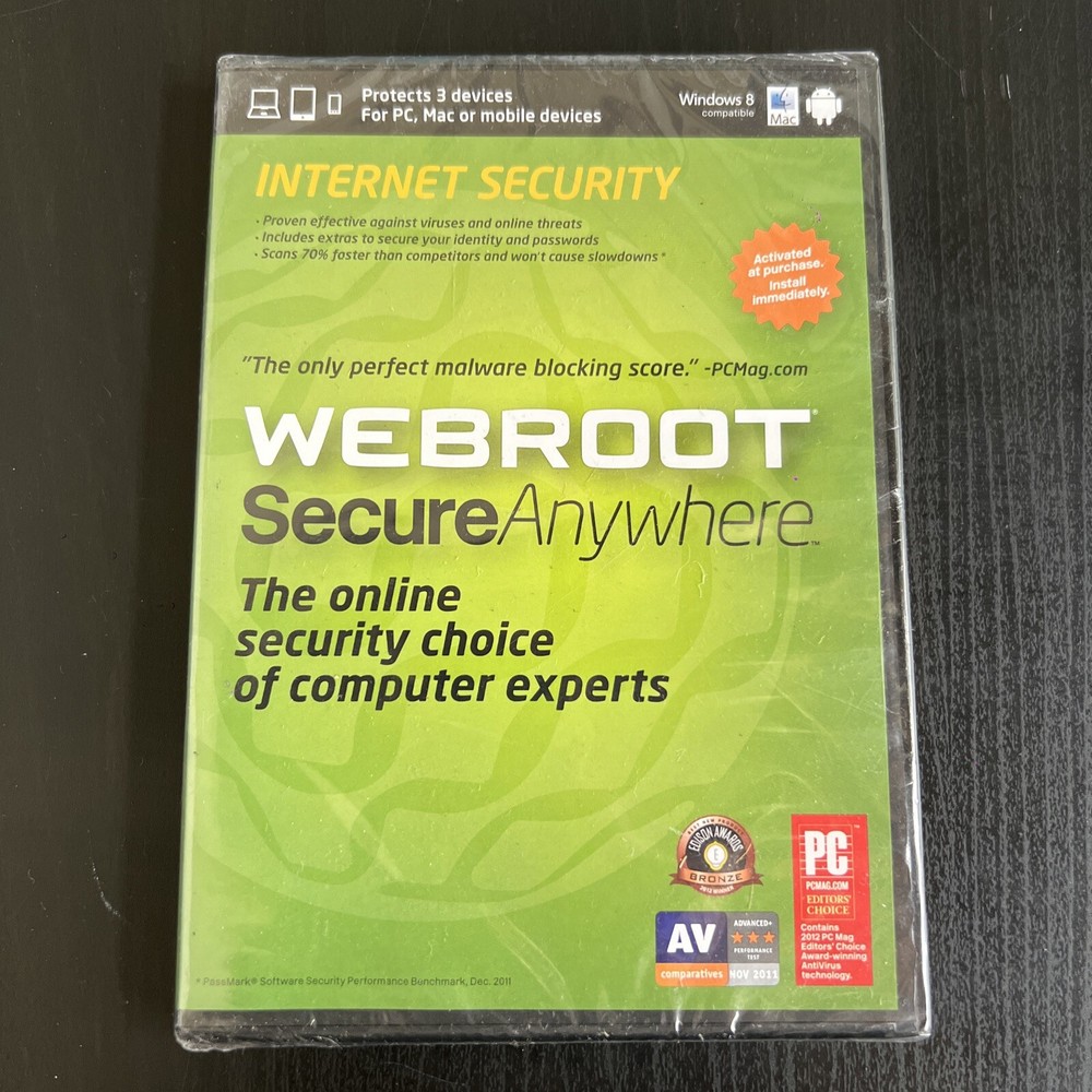 Webroot Secure Anywhere Internet Security Disc Android Windows 8 Mac New Sealed