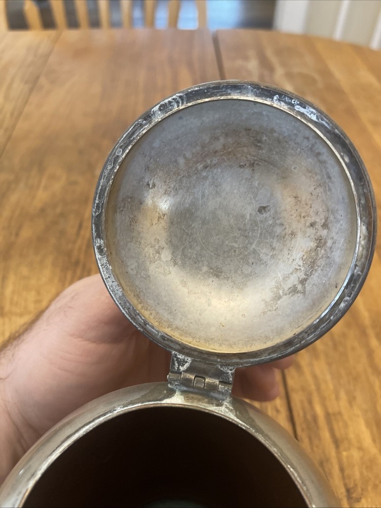 Vintage Academy Silver On Copper Tea Coffee Pot 7” Tall Sweeping Handle Nice 115