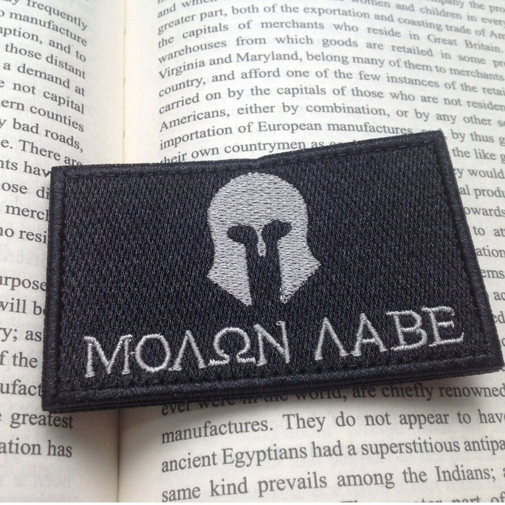 2PCS MOAON AABE MOLON LABE TACTICAL MILITRAY HOOK&LOOP PATCH EMBROIDERED BLACK