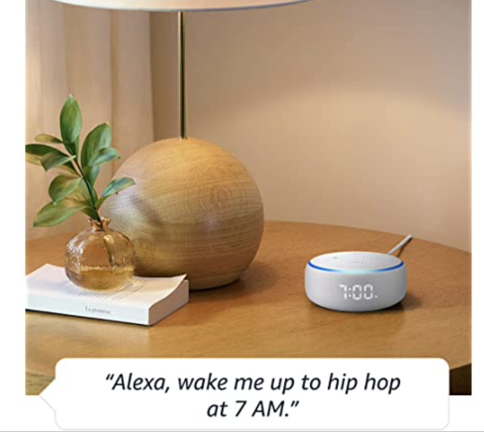 NEW Amazon Echo Dot (CLOCK VERSION) - Alexa Smart Speaker with LED CLOCK - White