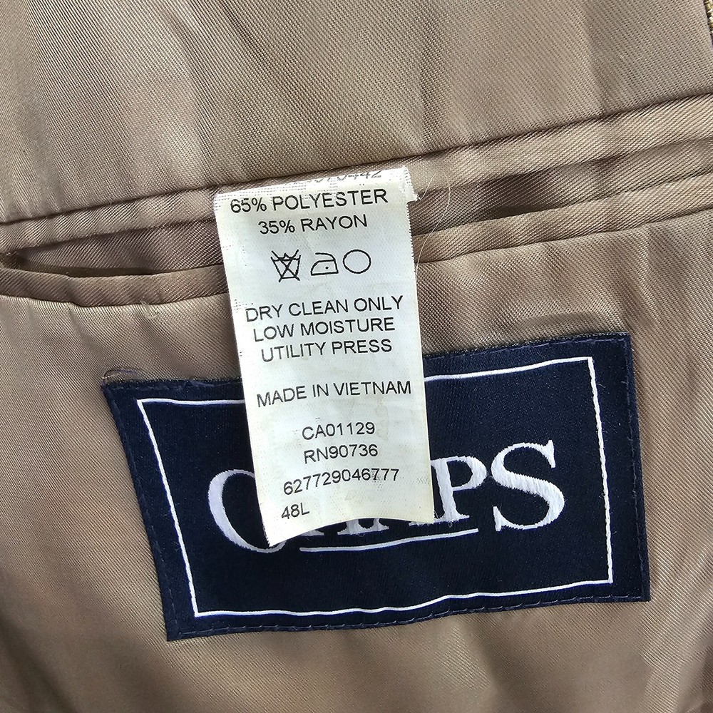 Chaps 48L Brown Sport Coat Blazer Jacket Solid 2B Polyester