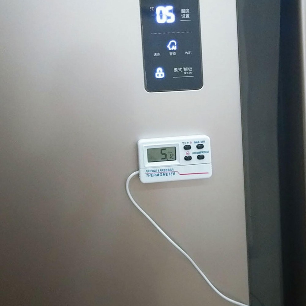LCD Fridge Freezer Thermometer Digital Refrigerator Thermometer with 2 Sensor...