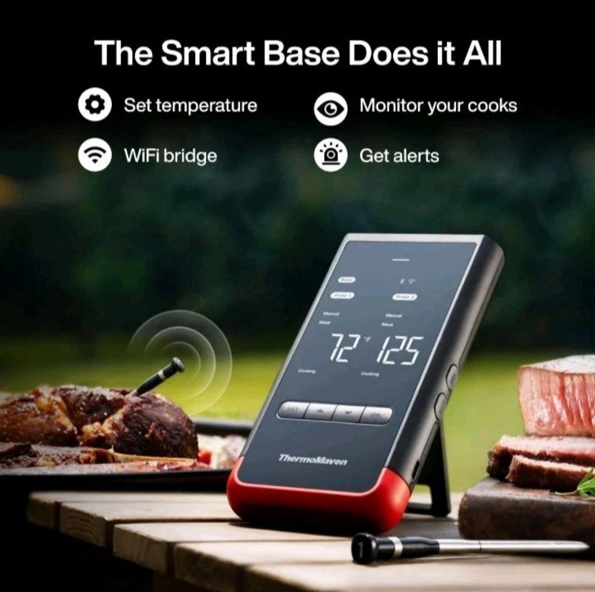 THERMOMAVEN P2 Wireless Thermometer WT02 - 2 Probe Set Standalone Base & WiFi