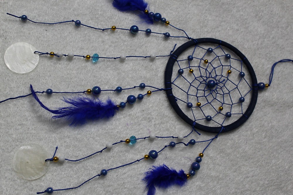 DREAMCATCHER WINDCHIME BEADS SHELLS DARK BLUE COLOR