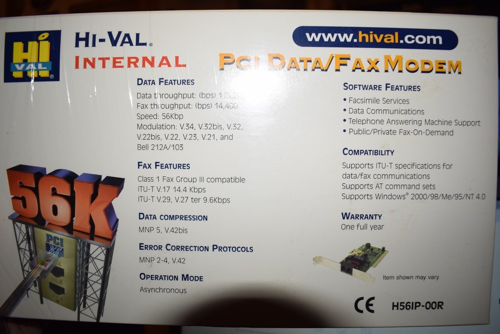Hi-Val Internal Pci Data/Fax Modem 56K NOS Box has No UPC