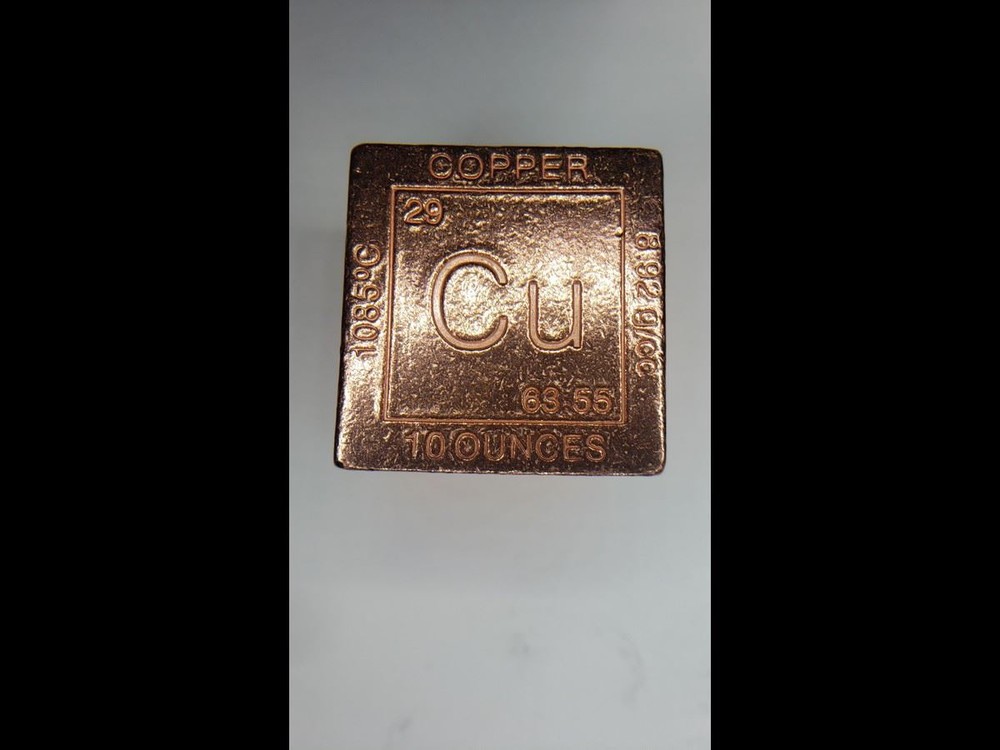 Elemental Cube Collection: 10 Ounce, 1.25 Inch Square Solid Copper Cube