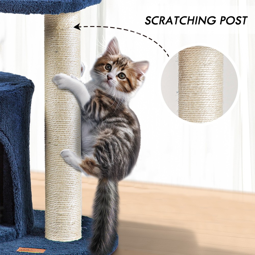 Small Cat Tree Tower for Kittens Multi-Level Condo Scratching Post ClevaHome