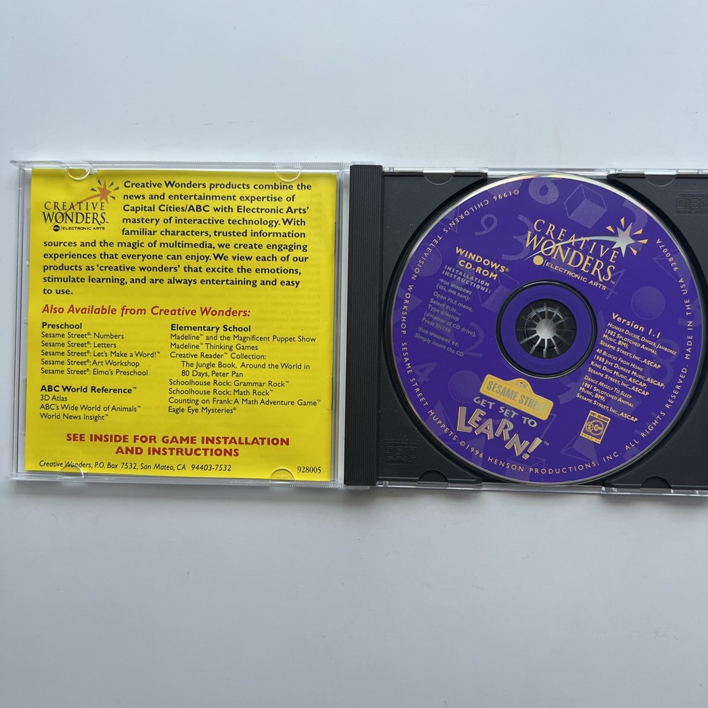 Sesame Street – Get Set to Learn (PC CD-ROM, 1996)