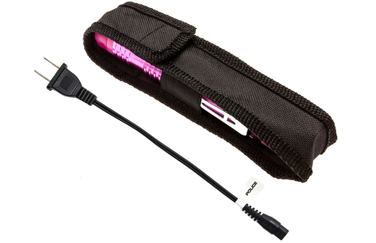 POLICE Stun Gun M12 700 BV Metal Rechargeable LED Flashlight Pink