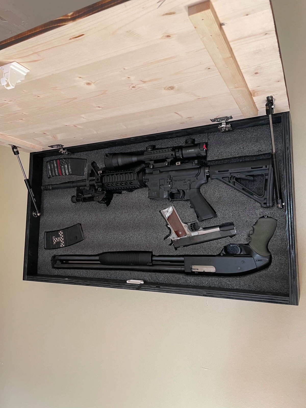 Gun Concealment Cabinet Safe Hidden Storage Furniture Dark Rustic American Flag