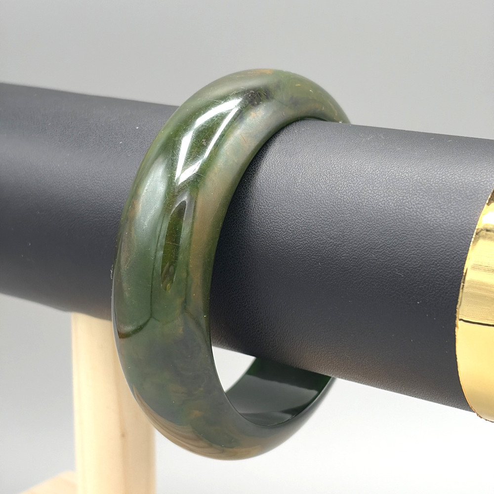 Vintage Green Marbled Bakelite Bangle Bracelet Tested