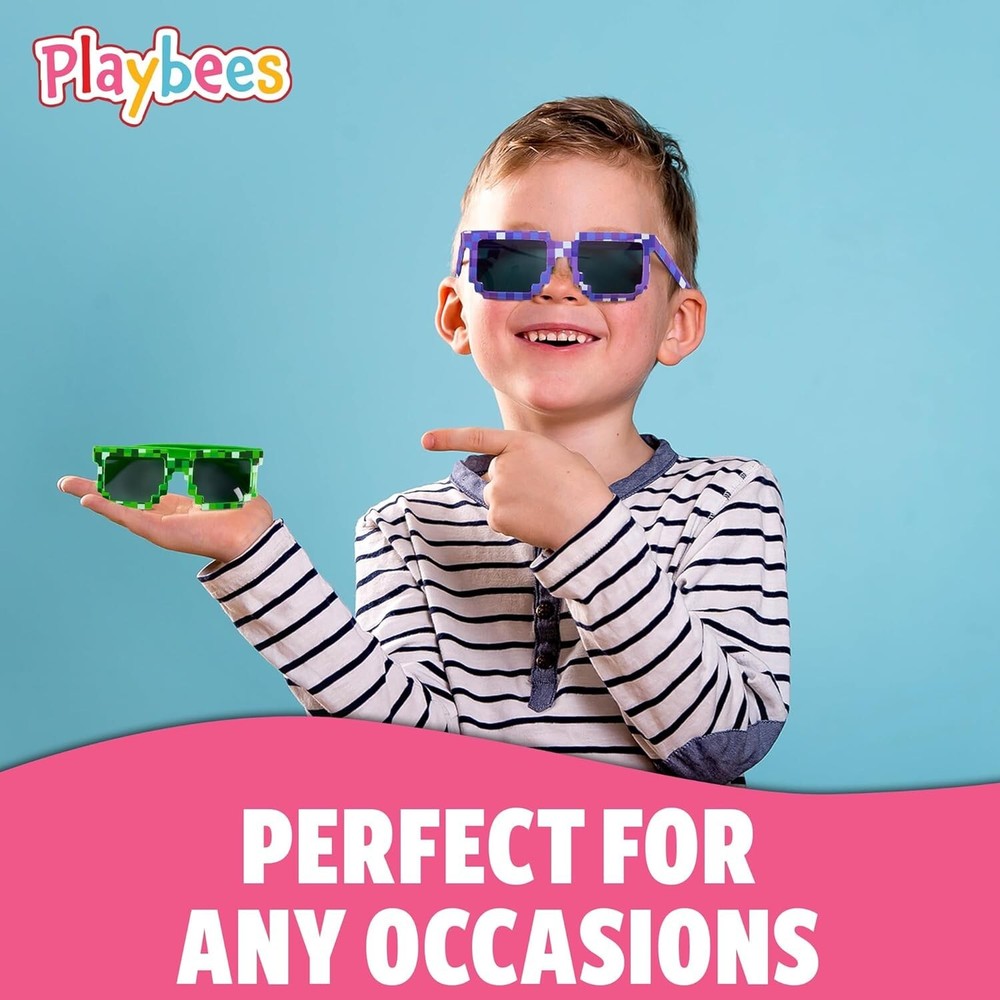 Colorful Pixel Sunglasses 12 Pack Pixelated Eyewear