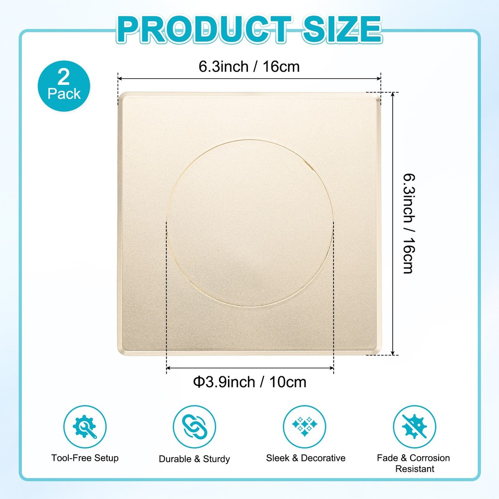 2-Pack Access Panel for Drywall, 4x4" Plastic Removable [Gold Tone, Round]