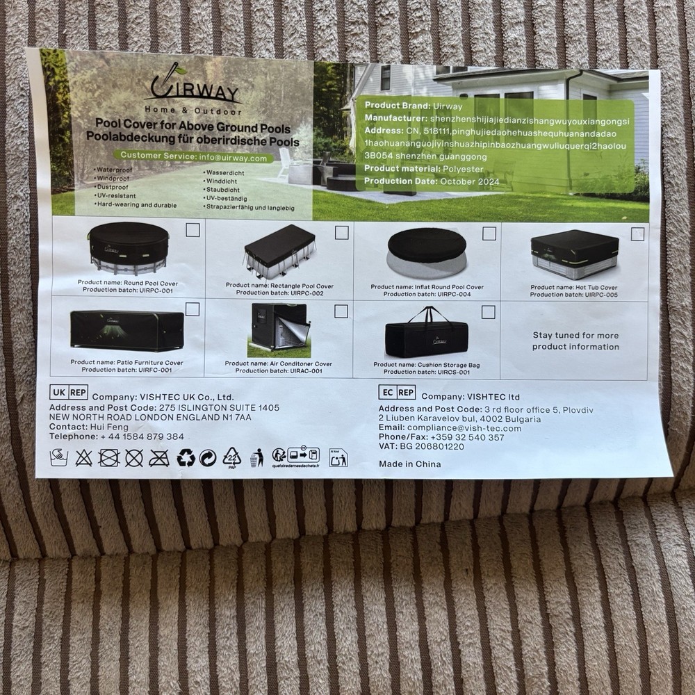7X13 FT Rectangular Pool Cover for above Ground Pool With Reflective Strips