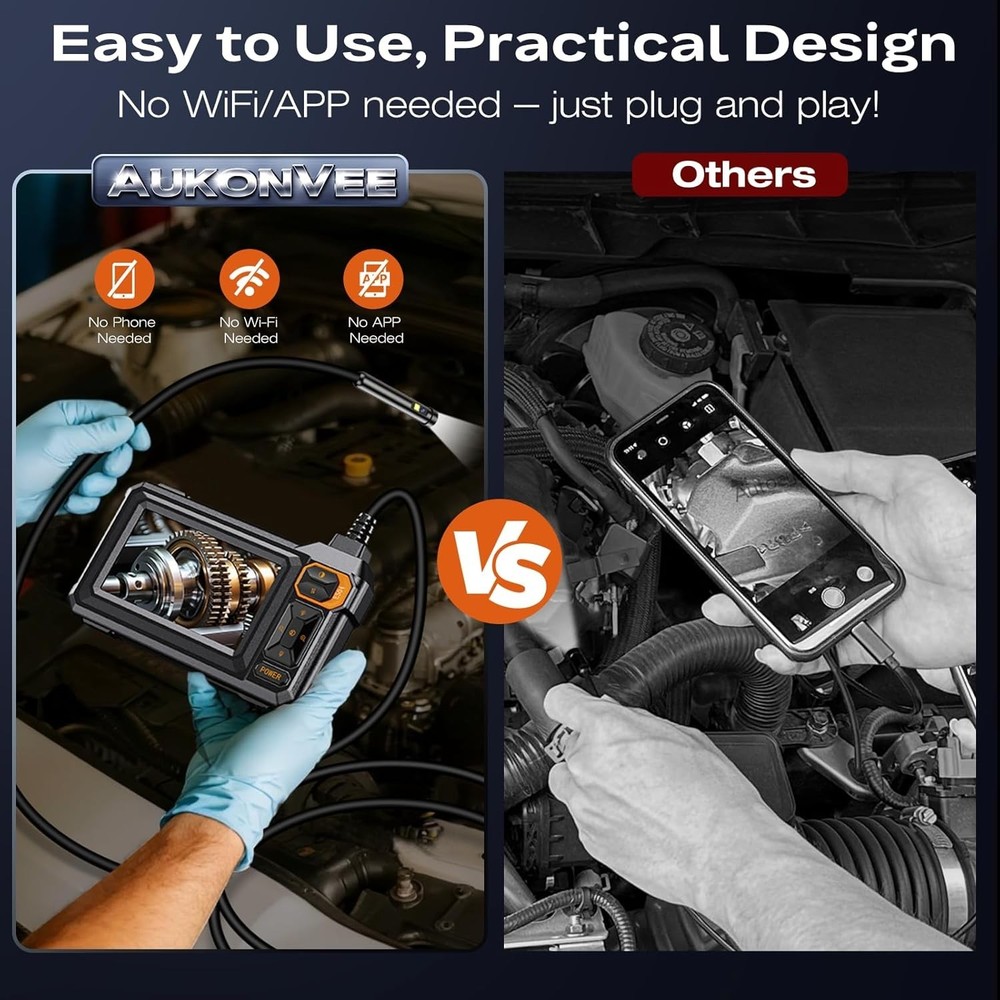 Borescope Dual Lens Endoscope Camera with Light, 4