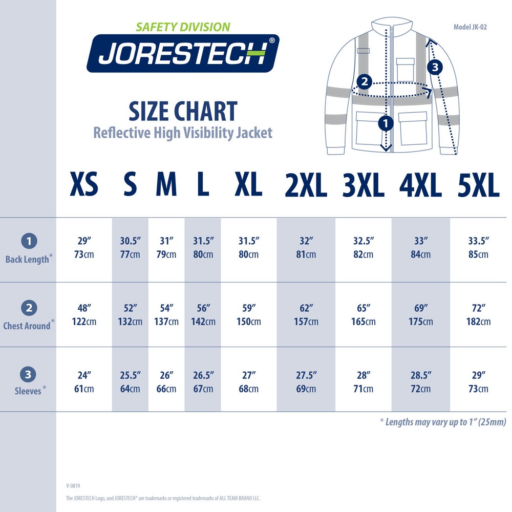 Hi-Vis Insulated Safety Segmented Reflective Jacket Coat Road Work JORESTECH