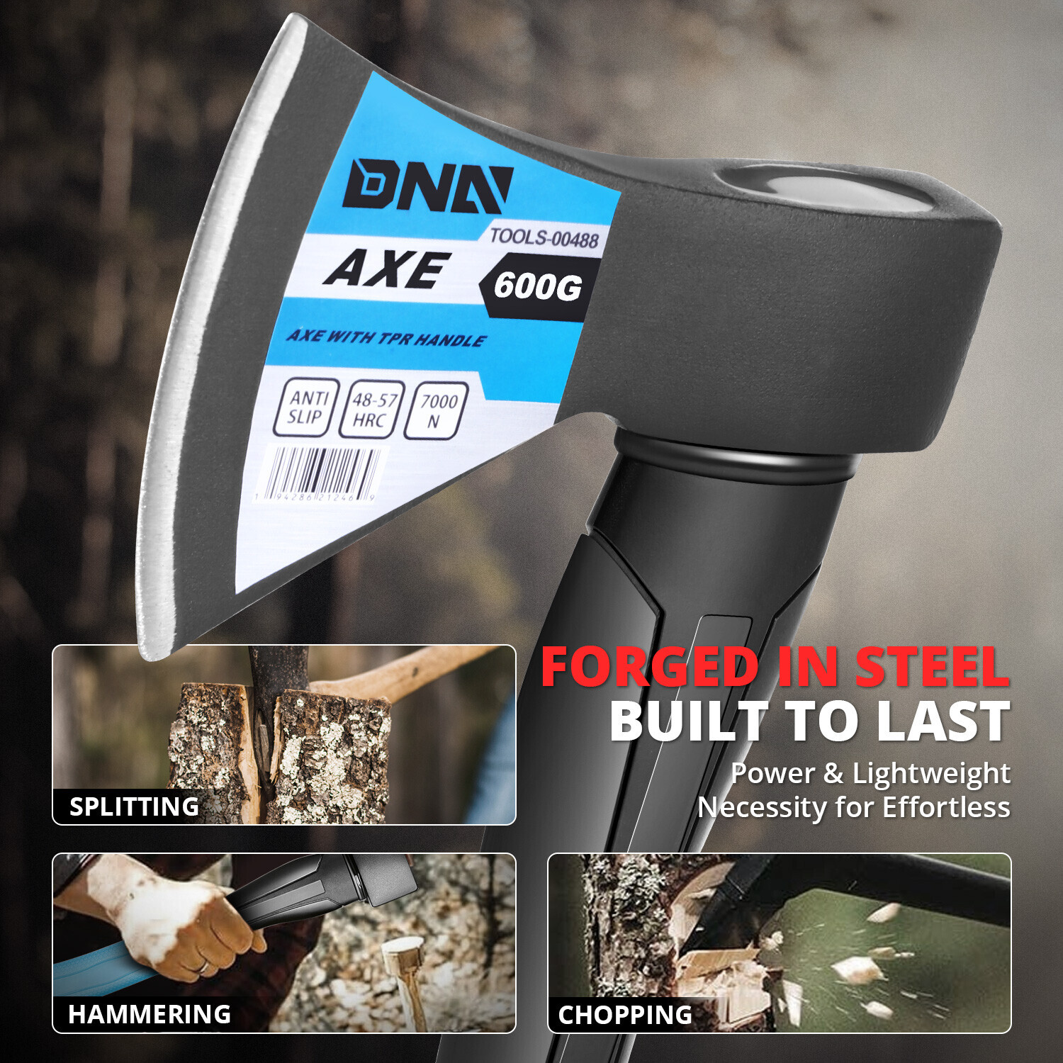 15.3" Long Fiberglass Handle 1.32lbs Heat-treated Alloy Steel Chopping Axe Head