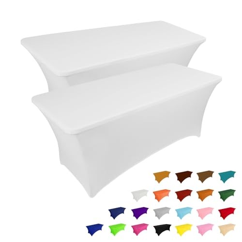 2 Pack 6FT Table Cloth for Rectangular Fitted Events 6 Ft - 2 Pcs White