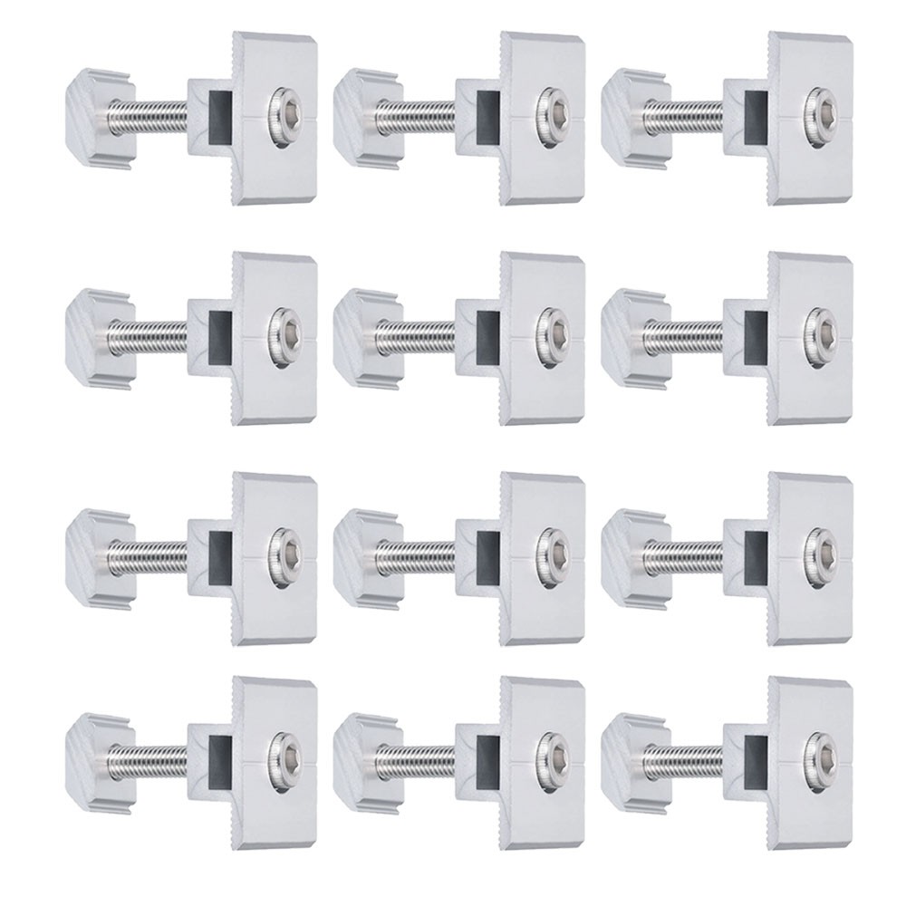 12Pc 30mm Solar Panel Middle Clamps Aluminium Solar Panel Mount Mid Clips HOT