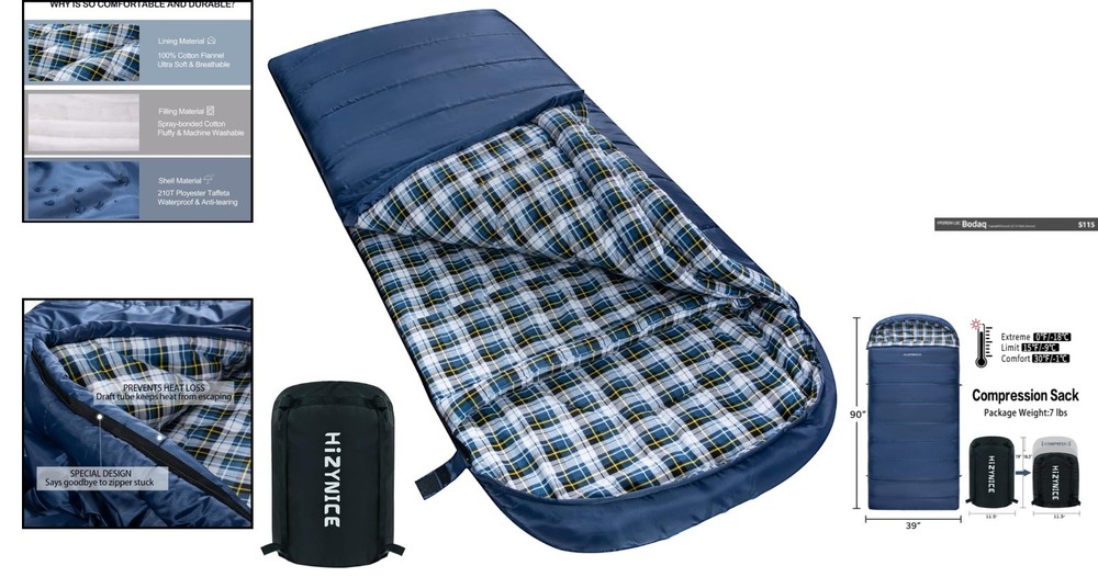 Versatile XXL Sleeping Bag with Compression Sack – Luxury Camping Experience