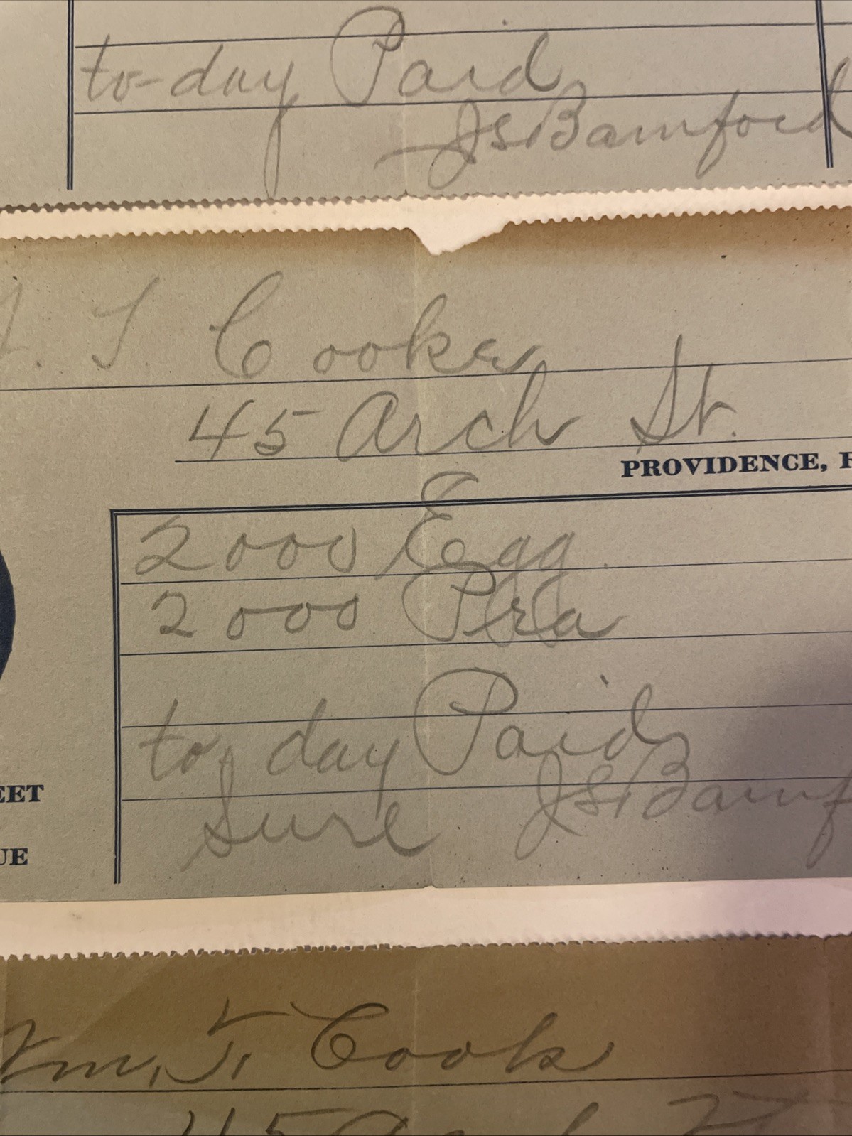 (3) 1911 Seaconnet Coal Co Providence Rhode Island Receipts 144 Allen’s Avenue
