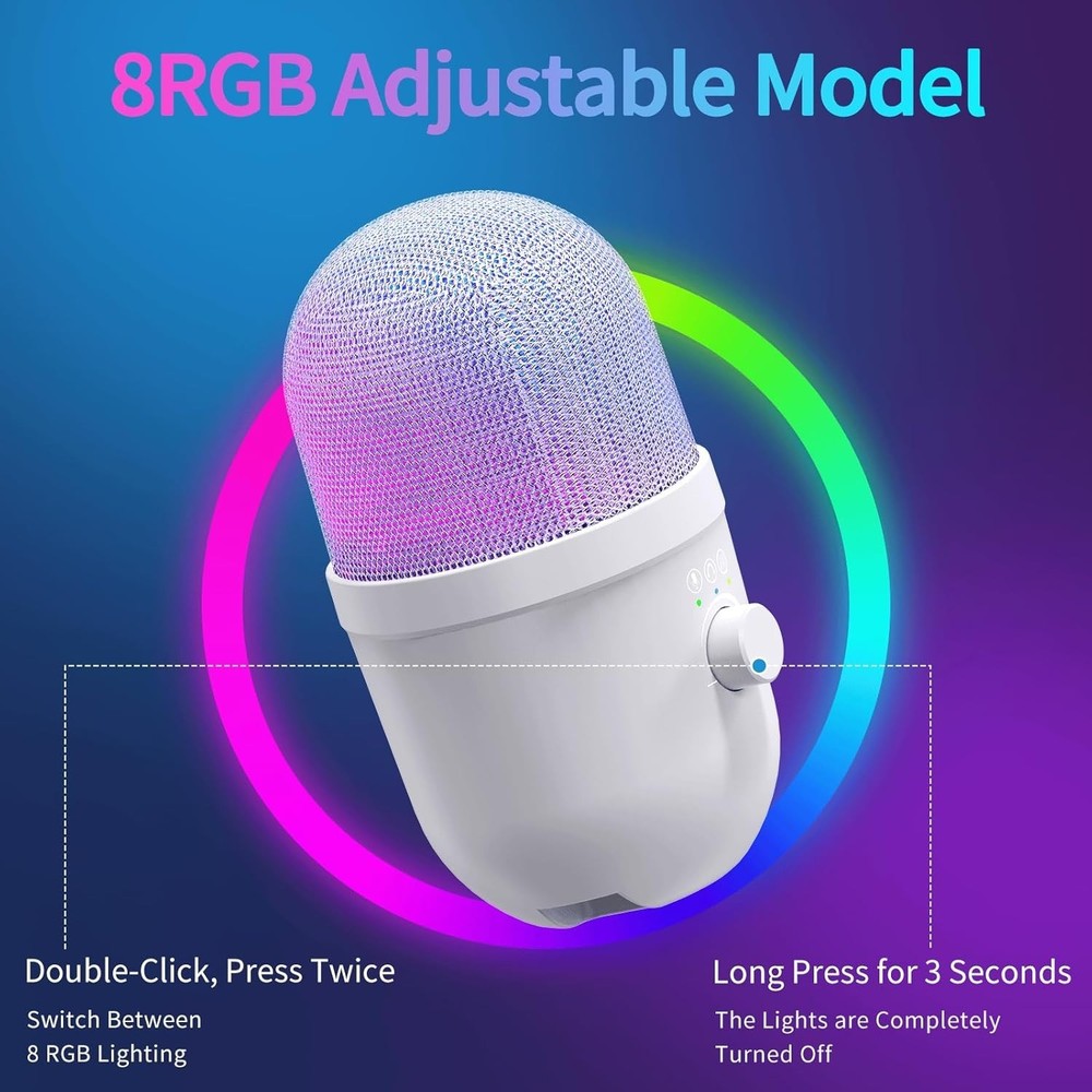 Pro USB Gaming Microphone with Real-Time Control & Advanced Noise Reduction