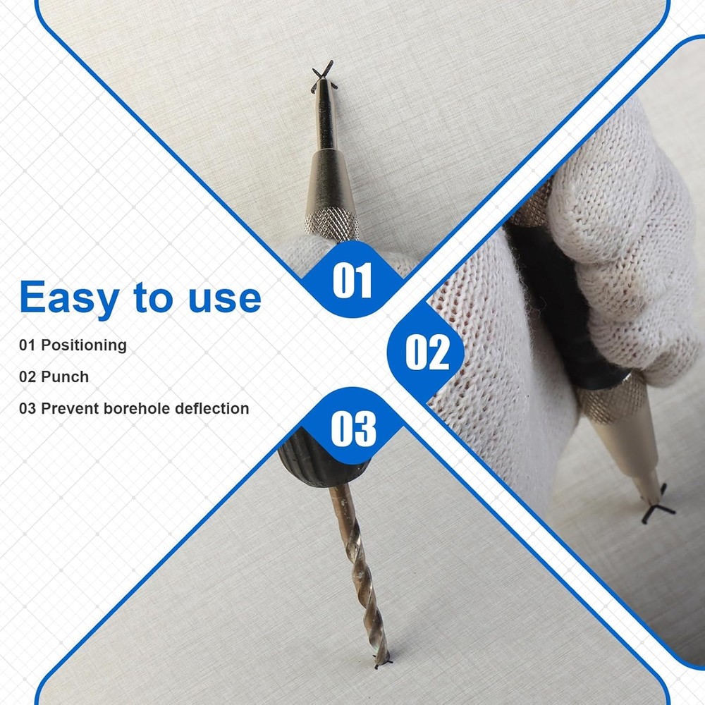 3PCS Automatic Center Punch Strike Spring Loaded Marking Starting Hole Tool Set