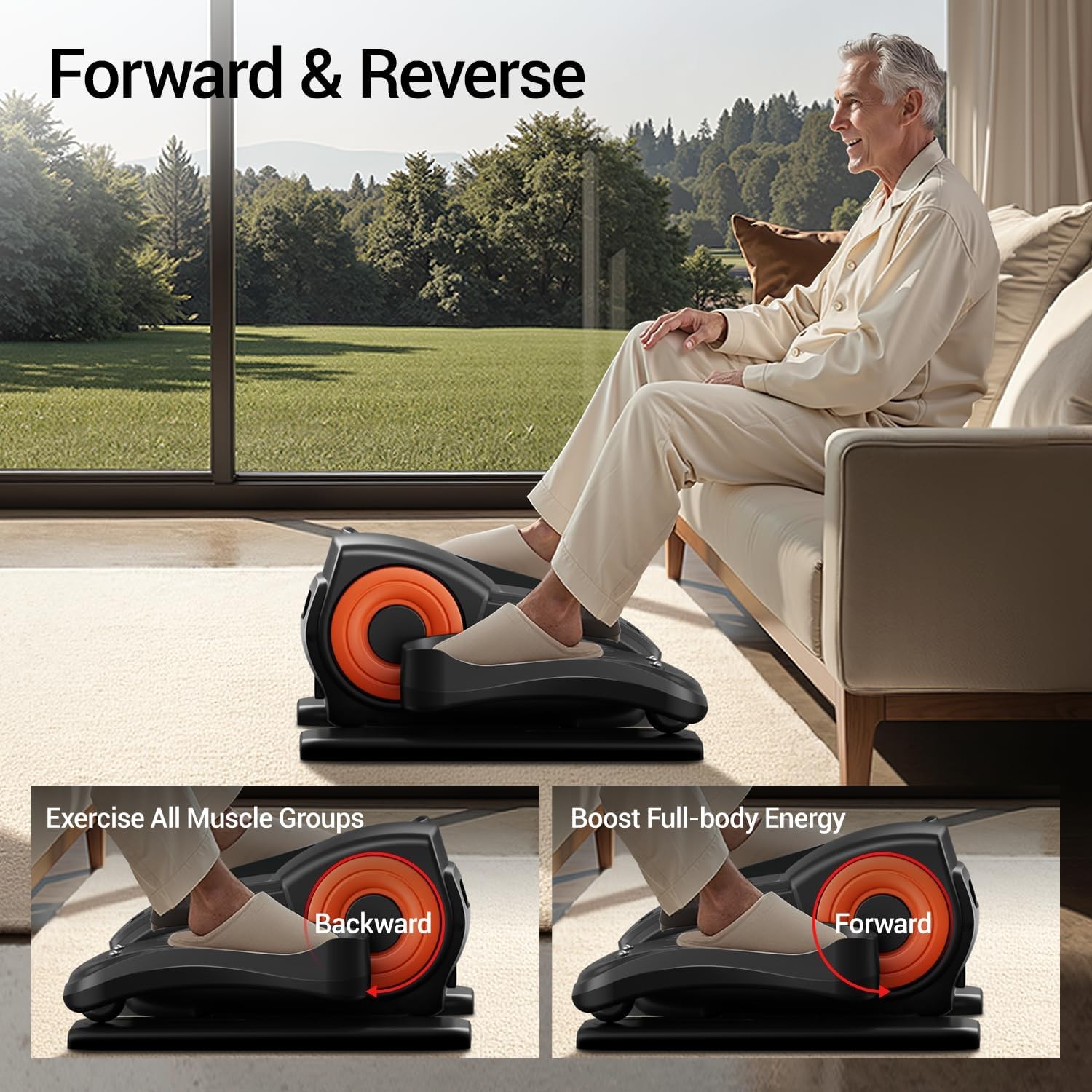 Under Desk Elliptical Machine, Electric Elliptical Leg Exerciser for Seniors