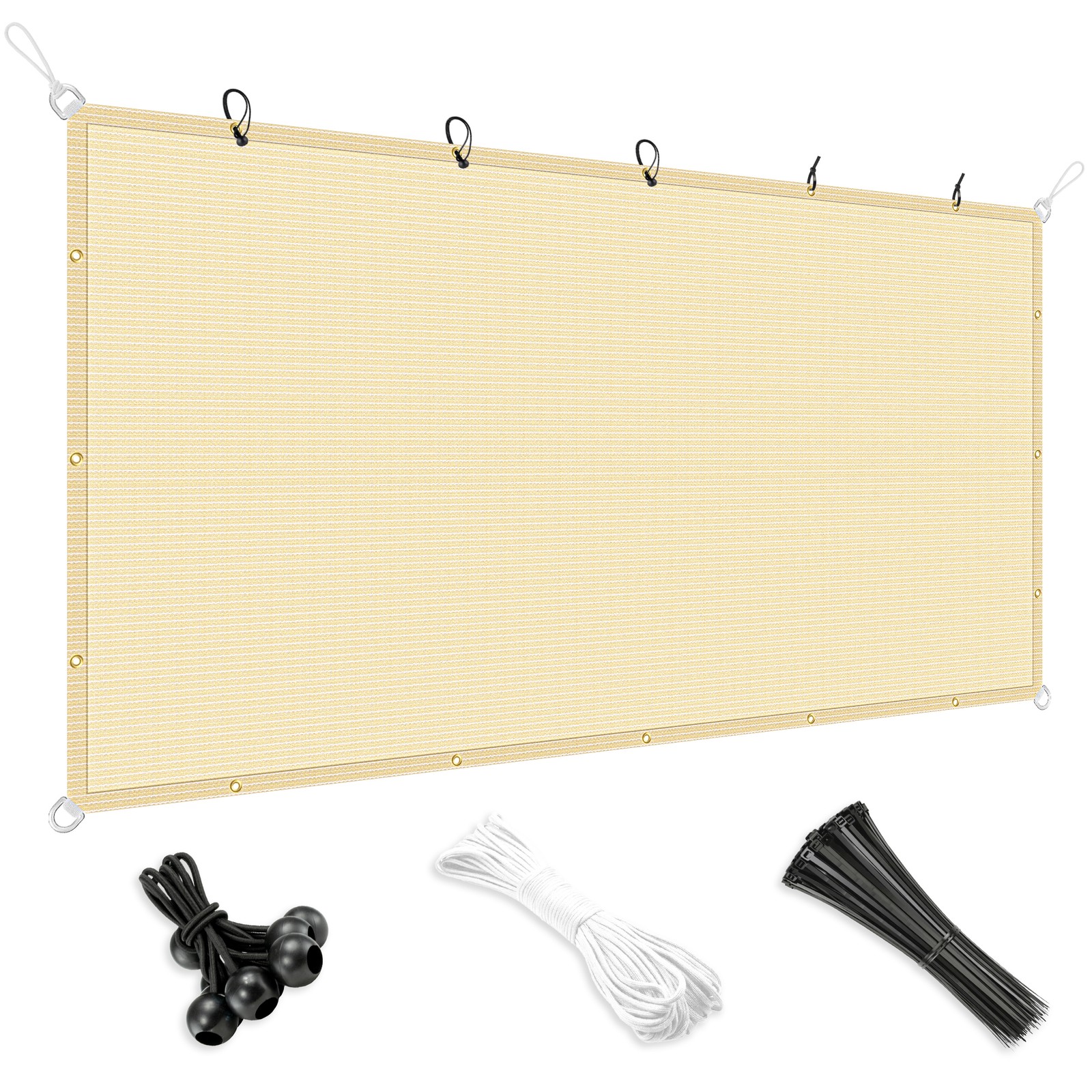 Sun Shade Sail 180GSM Straight Edge Shelter Canopy Cover Garden Outdoor Beige