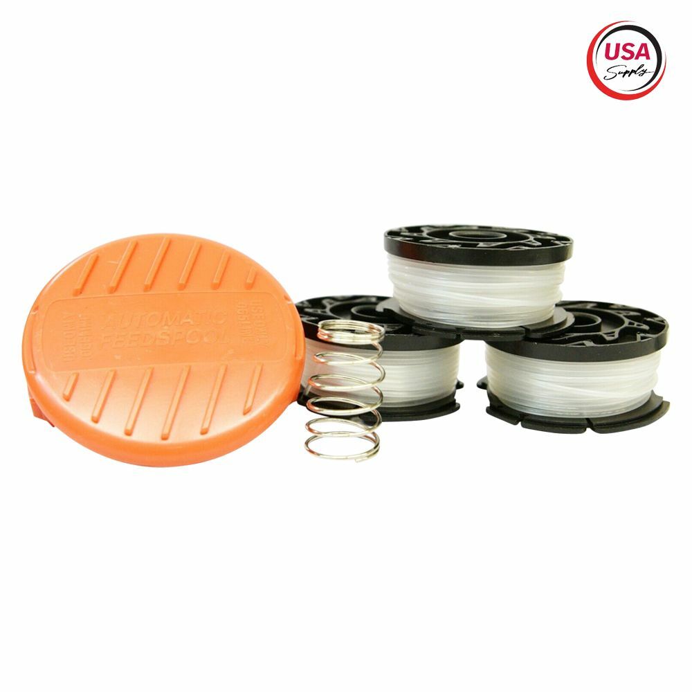 Black & Decker replacement Trimmer Spool 3 Pack & Cap & Spring  .065 AF-100
