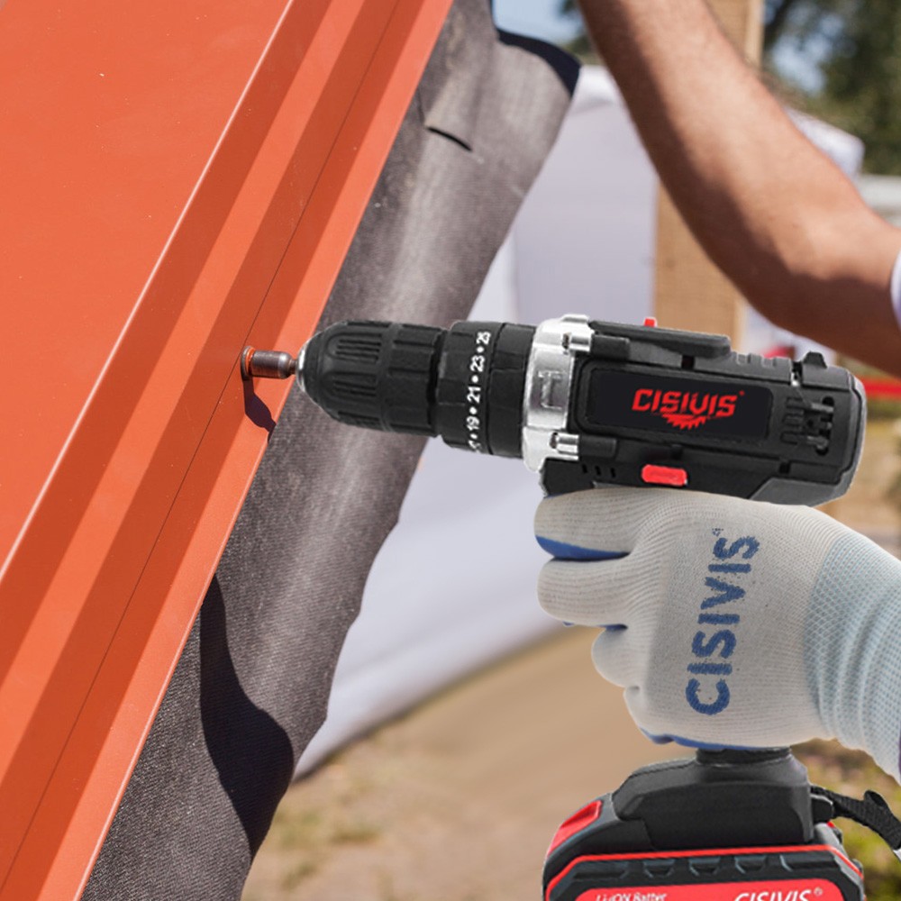 24V Cordless Impact Driver Hammer Drill Combo Kit with 2 Battery & Charger.