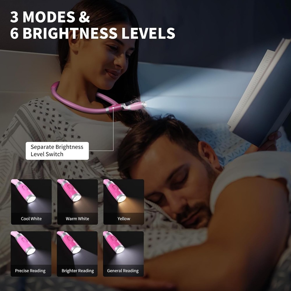 Versatile 3-Color Neck Reading Light - Ideal for Night Reading and DIY Projects