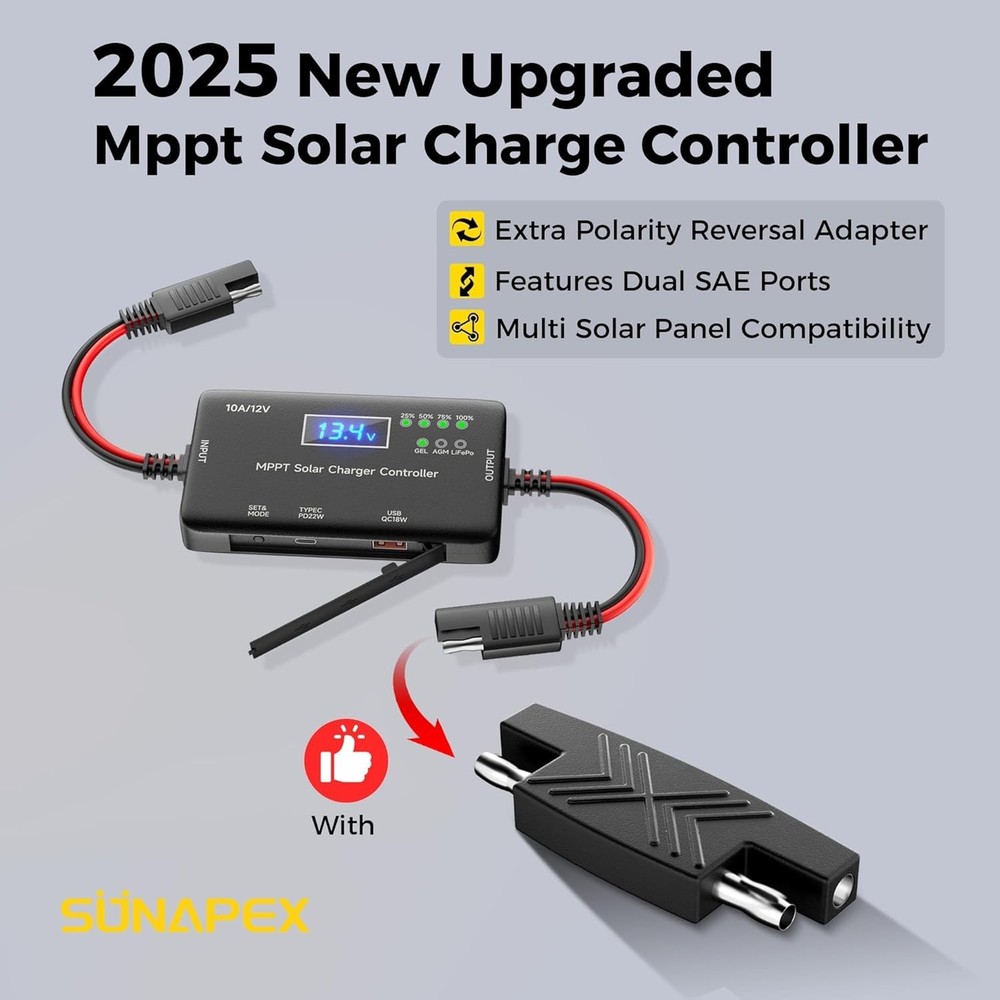Multi-Device Charging Power Solar Controller - Type-C USB