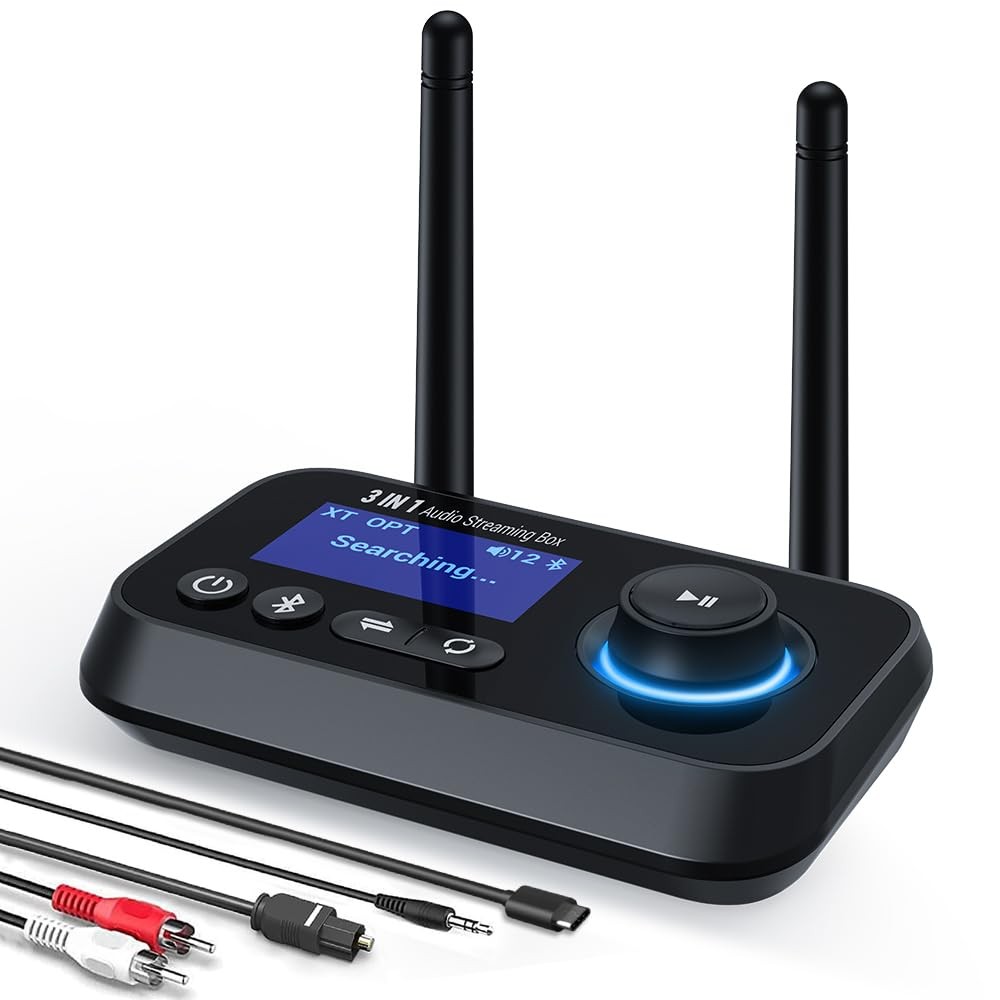 Bluetooth Transmitter Receiver 3-in-1 Bluetooth 5.3 Audio Adapter for 2 Headp...