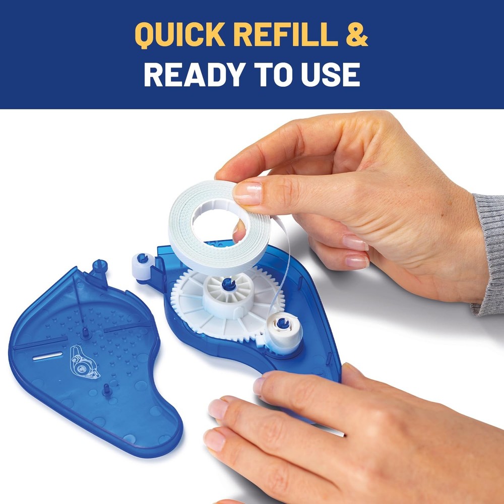 Double Sided Adhesive Dots Runner Set: 1 Refillable Dispenser, 3 Repositionab...