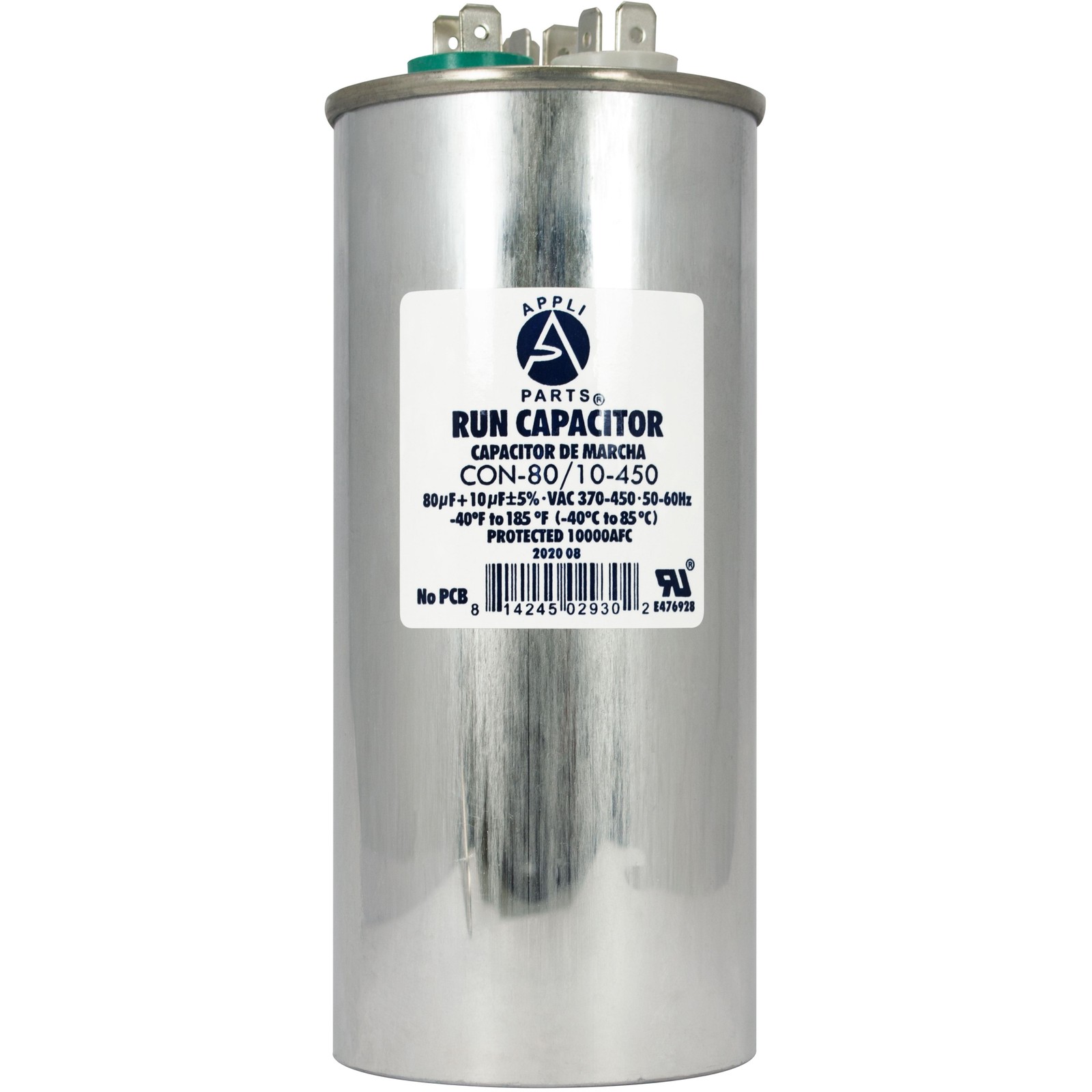 Appli Parts Dual Run Capacitor for ac 80+10 Mfd uF (microfarads) 370VAC or 450VA