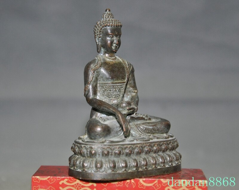 4" Tibetan Buddhism temple bronze Sakyamuni Medicine Buddha statue